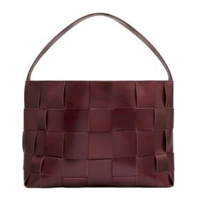 St Agni Burgundy Woven Handbag